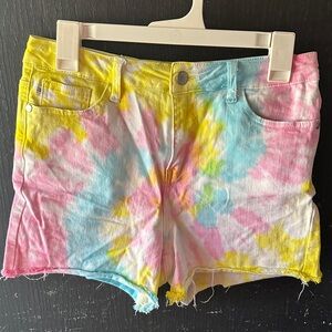 Judy Blue Tie-Dye Jean Shorts - Pink, Yellow, Blue